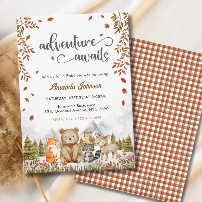 Adventure Awaits Woodland Animals Baby Shower Invitation (Creator Uploaded)