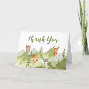 Adventure Awaits Woodland Animals Baby Shower Thank You Card