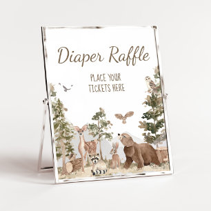 Adventure Awaits Woodland Animals Diaper Raffle Poster