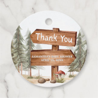 Adventure Awaits Woodland Baby Shower Favour Tags