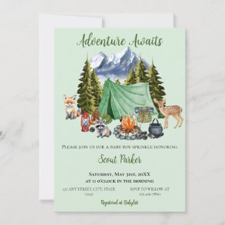 Adventure Awaits Woodland Baby Shower Invitation