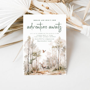 Adventure Awaits Woodland Baby Shower Invitation