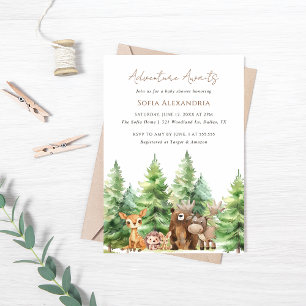 Adventure Awaits Woodland Baby Shower  Invitation