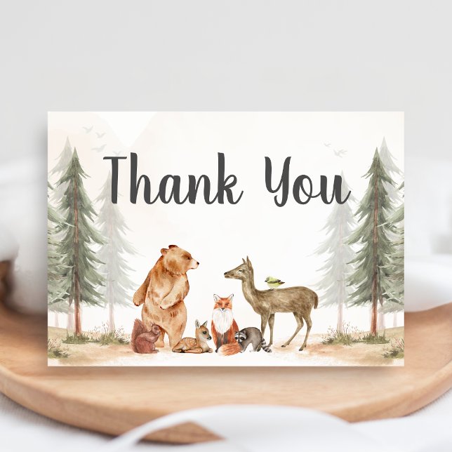 Adventure Awaits Woodland Baby Shower Thank You Card (Woodland Baby Shower Thank you Card)