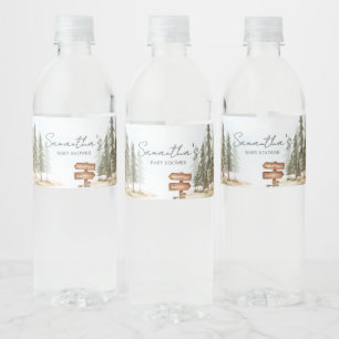 Adventure Awaits Woodland Baby Shower Water Bottle Label