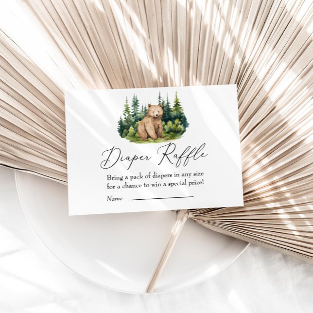 Adventure Awaits Woodland Bear Diaper Raffle Enclosure Card (Creator Uploaded)