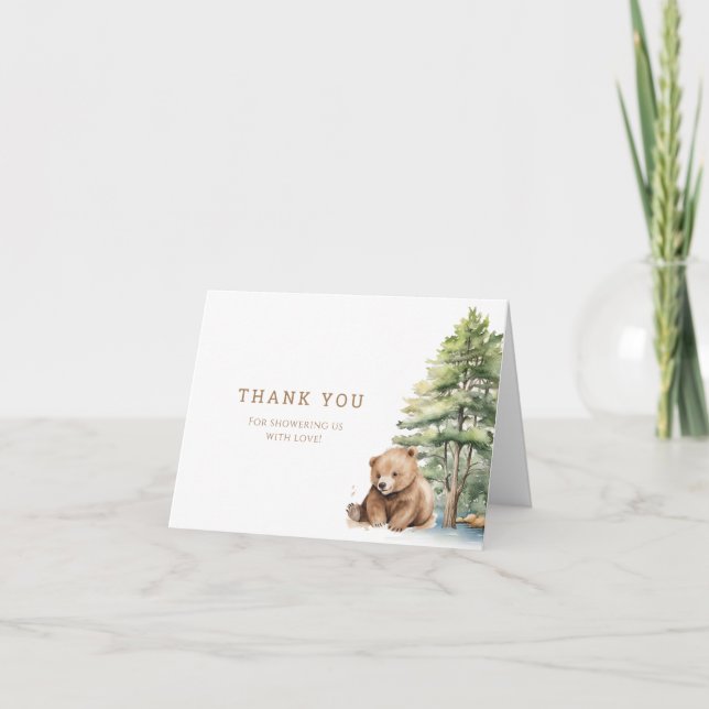 Adventure Awaits Woodland Bear Shipping Thank You Card (Front)
