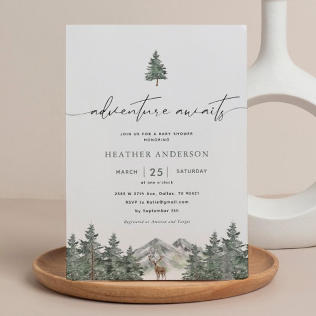 Adventure Awaits Woodland Boy Baby Shower Invitation (Creator Uploaded)