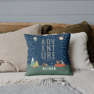 Adventure Awaits Woodland Boy Kids Wall Decor Cushion
