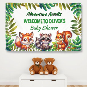 Adventure Awaits Woodland Fox Boy's Baby Shower Banner