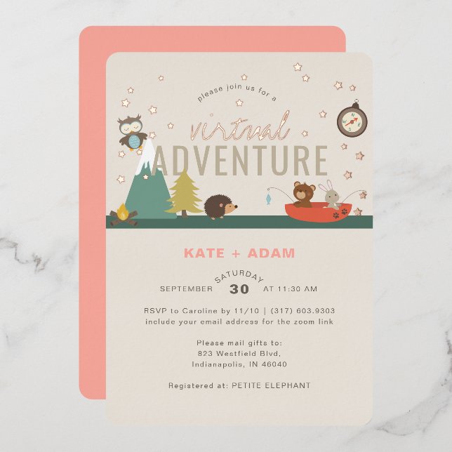 Adventure Awaits Woodland Girl Virtual Baby Shower (Front/Back)