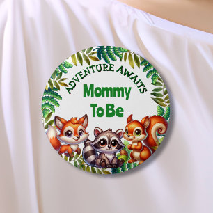 Adventure Awaits Woodland Mum To Be Baby Shower 3 Cm Round Badge