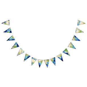 Adventure Awaits World Globe White Letters Bunting