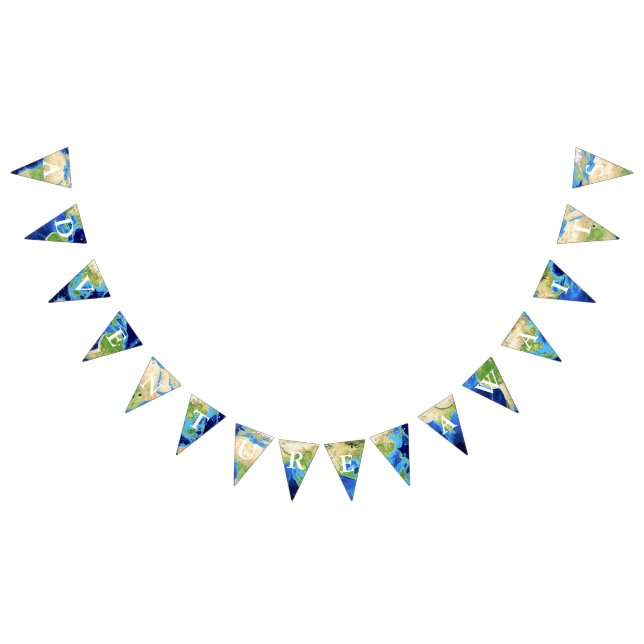 Adventure Awaits World Globe White Letters Bunting (All)