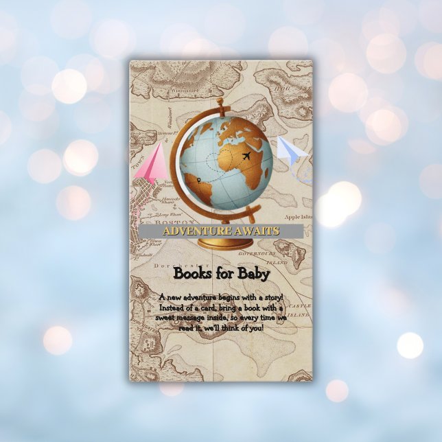 Adventure Awaits World Map Baby Shower Enclosure Card (Creator Uploaded)
