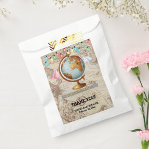 Adventure Awaits World Map Baby Shower Favour Bag