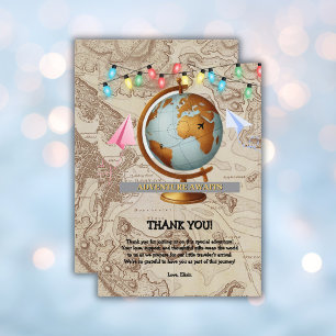 Adventure Awaits World Map Baby Shower Thank You Card