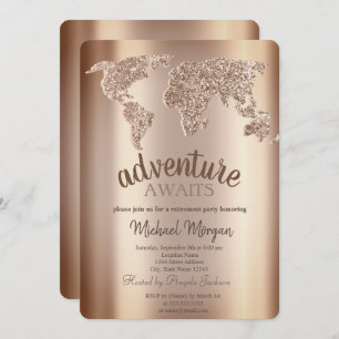 Adventure Awaits World Map Retirement  Invitation