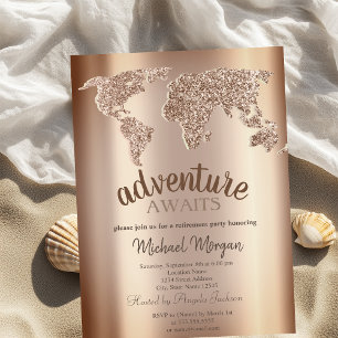 Adventure Awaits World Map Retirement  Invitation