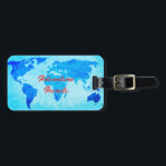 Adventure Awaits World Map Teal Blue Gift Favour Luggage Tag<br><div class="desc">Designed with custom travel message and also personal details like name,  address,  phone number and email all of which you can edit in cool world map background. Designed with simple,  elegant and trendy colours!</div>