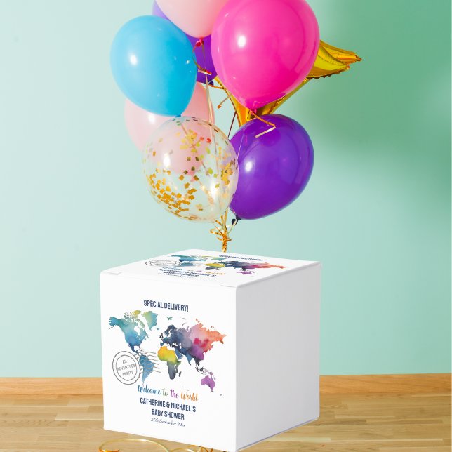 Adventure Awaits World Map Travel Baby Shower  Favour Box (Creator Uploaded)