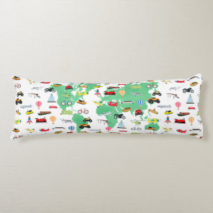 Adventure Awaits World Map Vehicles Body Cushion