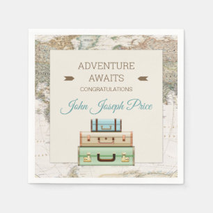 Adventure Awaits World Travel Map Modern Napkin
