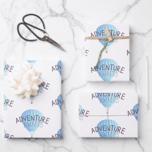 Adventure Awaits Wrapping Paper Flat Sheets (Front)