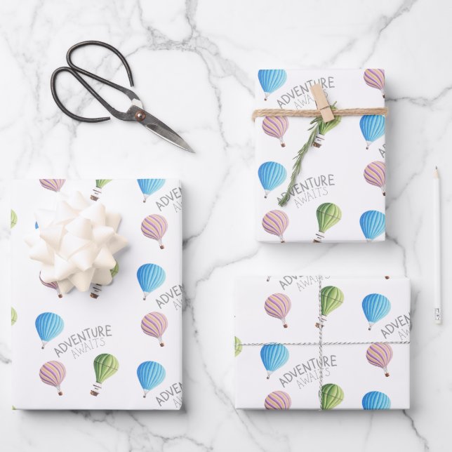 Adventure Awaits Wrapping Paper Flat Sheets (Front)