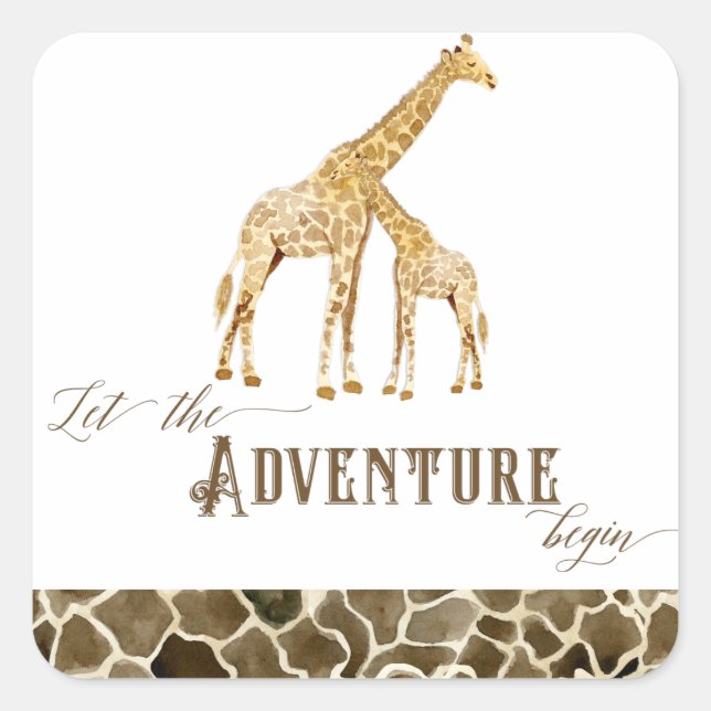 Adventure Baby Boy Shower Watercolor Giraffe Seals (Front)