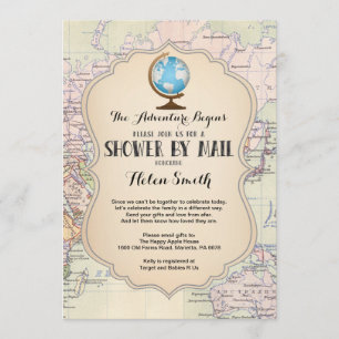 Adventure Baby Shower by Mail Map Travel World Invitation
