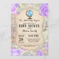 Adventure Baby Shower Floral Map Travel World