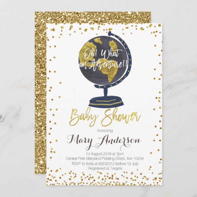 Adventure Baby Shower Invitation Boy (Front/Back)