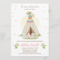 Adventure baby shower invitation Teepee Pow wow