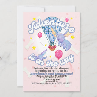 Adventure Baby Shower Invitation | Watercolor Elep