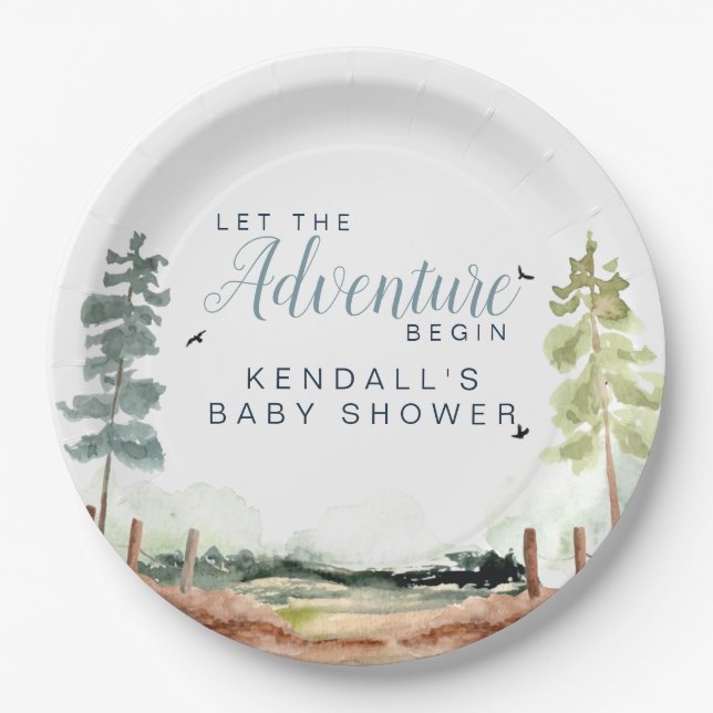 Adventure Baby Shower Paper Plate (Front)