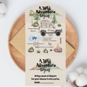 Adventure Baby Shower Watercolor Camper All In One Invitation