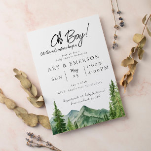 Adventure Baby Shower Watercolor Trees Invitation