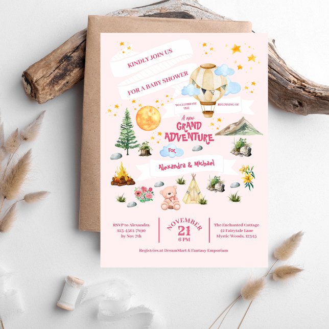 Adventure Baby Shower Watercolor Trees Invitation (Creator Uploaded)