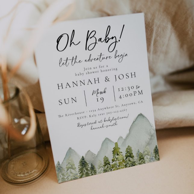 Adventure Baby Shower | Watercolor Trees Invitation (Creator Uploaded)