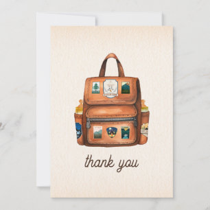 Adventure Backpack + Bottles Woodland Baby Shower Thank You Card