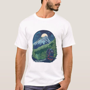 Adventure Backpack Under Moonlit Mountains T-Shirt