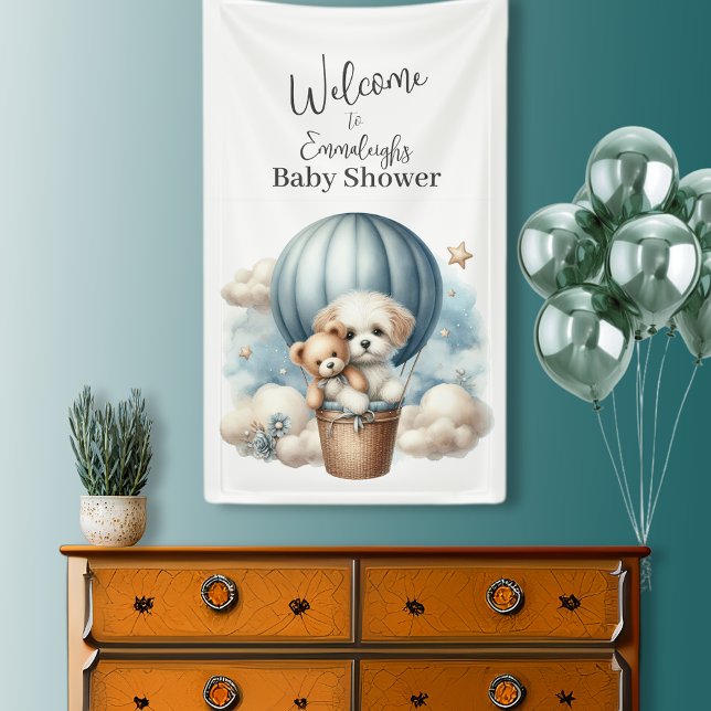 Adventure Balloon Baby Shower Vertical Welcome Banner (Creator Uploaded)