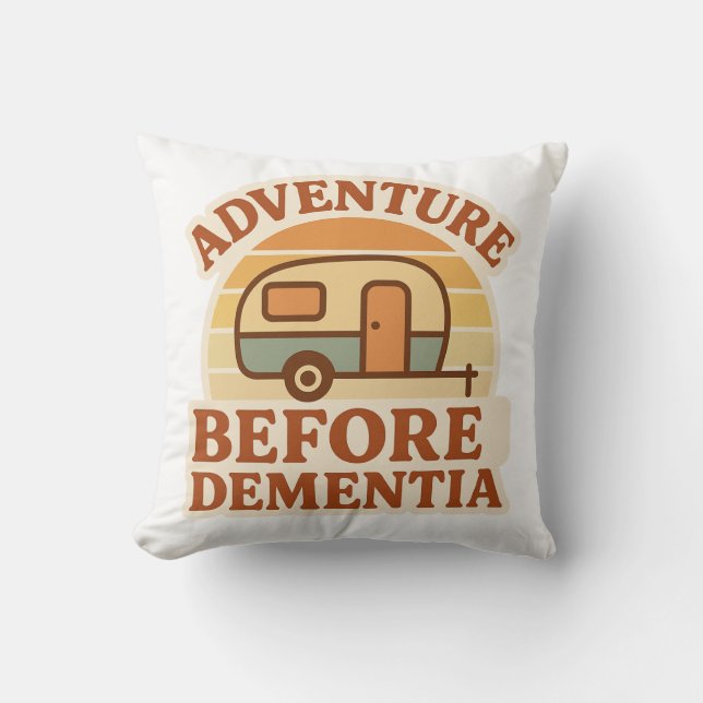 Adventure Before Dementia Retro Caravan Throw Pill Cushion (Front)