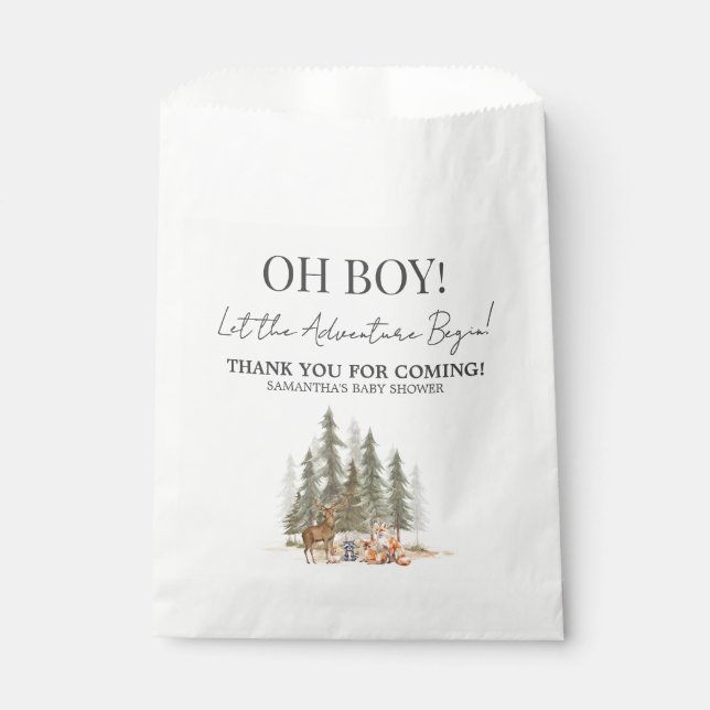 Adventure Begin Baby Shower Favour Bag (Front)