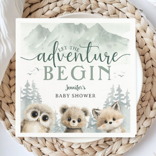 Adventure Begin Baby Shower Woodland Mountain Napkin