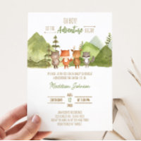 Adventure Begin Forest Mountain Baby Shower