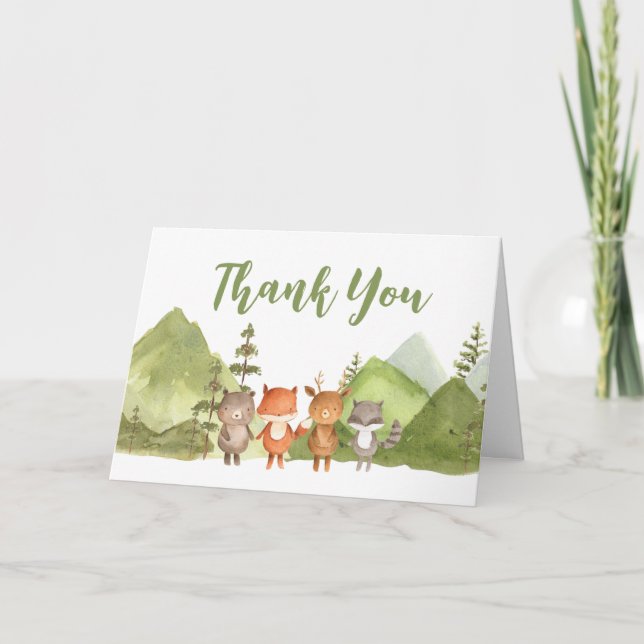 Adventure Begin Forest Mountain Baby Shower  Thank You Card (Front)
