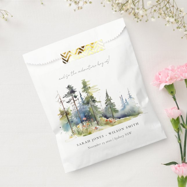 Adventure Begin Pine Forest Landscape Wedding Favour Bag (Sealed)