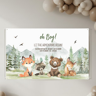 Adventure Begin Woodland Animals Baby Shower Banner